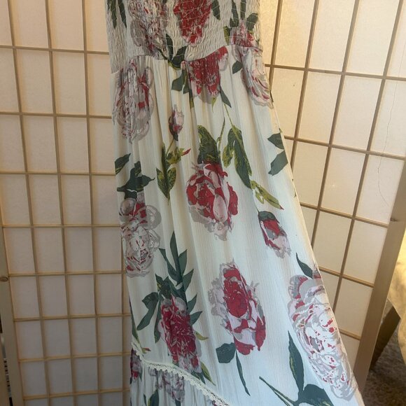 One Clothing Camisole Strap Tiered Colorful Floral Maxi Dress Size M Flowy Skirt - Picture 16 of 16